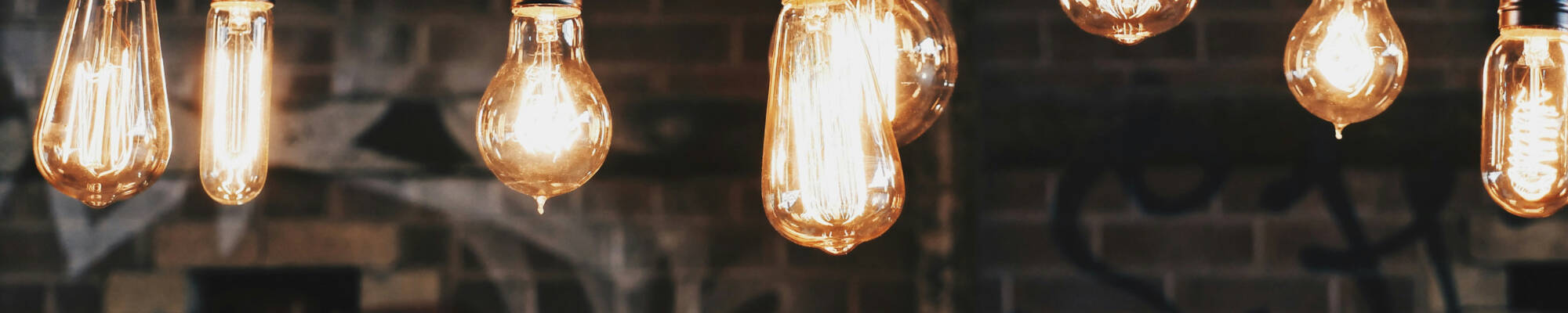 Lightbulbs hanging from the ceiling